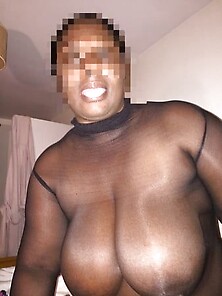 Mummy's Big Tits In Black Nylon