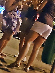 Hungarian Street Candid X Girls Waiting For Bus At Night