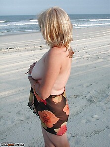 Mature Amateur Blonde Wife At Beach
