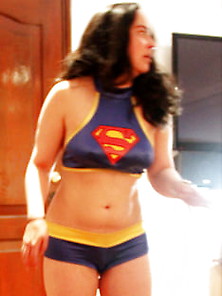 Satin Supergirl Sexy Posing