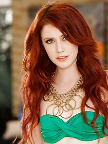 Lovely Redhead Green Bikini