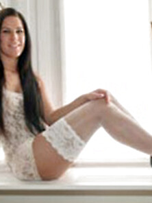 Bianca Posing Topless Stockings