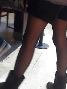 Beauty Legs With Black Stockings (Babe) Candid
