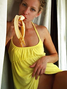 Janas Special - Mika A With Slim Body Eats A Banana