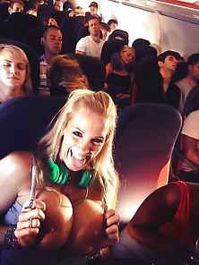 Airplane Girls Flashing Boobs !!