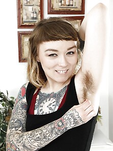 Tattooed Alt Girl Demonstrates Her Fluffy Armpits Together With
