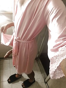 Pink Lounge Robe And Fluffy Slippers
