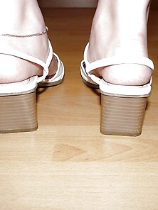 Wifes White Sandals High-Heeled Slippers Tights