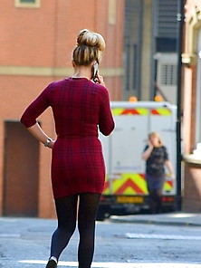 Street Pantyhose - Cheap British Blonde Cunt At Work
