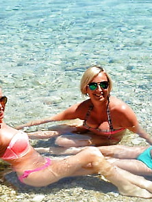 Three Lady Of Same Family On Crotian Beach