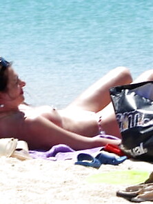 Italian Mom White Tits Topless Mykonos Beach