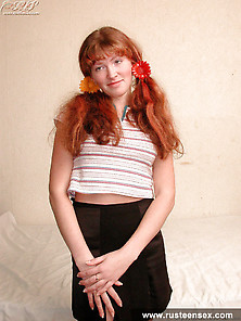 Russian Teen Redhead Masturbates With Dildo