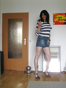 Sandralein33 In Short Blue Jeans Skirt