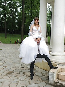 Bride Disappears Under Skirts