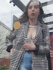 Cleavage At The Bus Stop