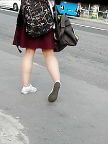 Candid Teen In Skirt 001
