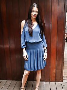 Adriana Lima Blue Dress 2016