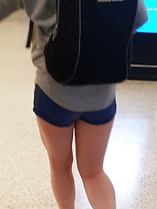 Young Calluced Feet In Sandals Candid At Airport