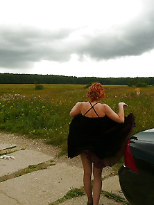 Amateur Mature Lady On A Windy Day.