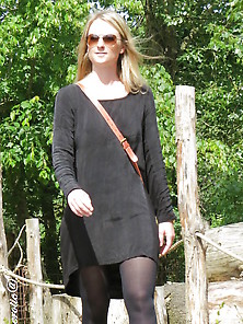 Sunshine And Sexy Pantyhose In The Park