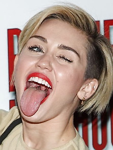 Hot Miley Cyrus Tongue Ready For Cum