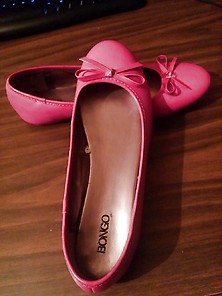 Bongo Pink Ballet Flats With Bow Accent