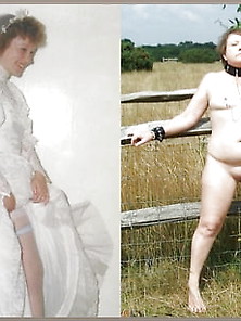 Mature Submissive Slut,  Bride Dressed Flashing.