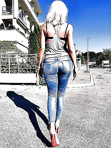 Hot Ladies Wear Tight Blue Jeans (9)