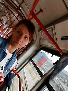 Spy Face Teens Girl In Tram Romanian