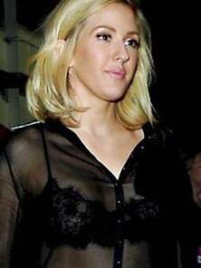 Ellie Goulding Wearing A See Through Top And Bra