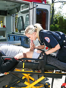 Blue-Eyed Paramedic Bombshell Offers A Blowjob Instead Of Cpr