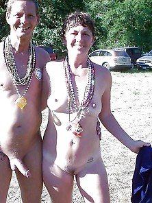 Very Loving Couples Walking Around Outdoors Naked