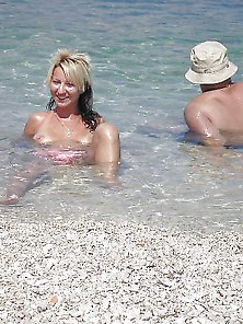 Couple Puffy Beach Nudist Incredible Topless