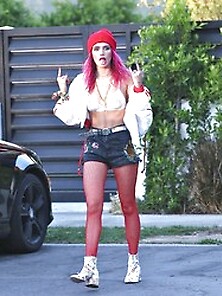 Bella Thorne Wearing A Lace Bra In Los Angeles