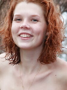 Gorgeous Freckled Redhead Tori Posing Nude In The Beach