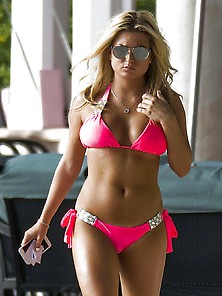 Zara Holland In Pink Bikini In Barbados