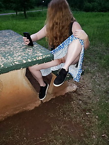 Redhead Wife Flashing At The Park