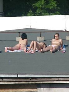 Three Nymphs On The Roof
