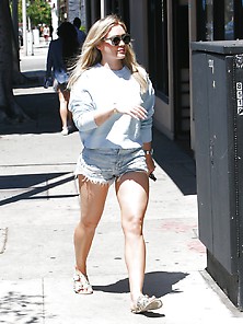 Hilary Duff In Short Shorts O&a Beverly Hills 5-20-17