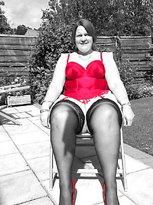 Princess Outside In Red Basque And Heels