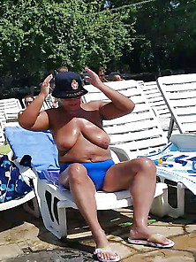 Spy Pool Boobs Mature Woman Romanian